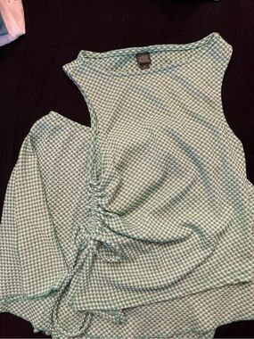 wild fable Green Gingham Ruched Tank Top